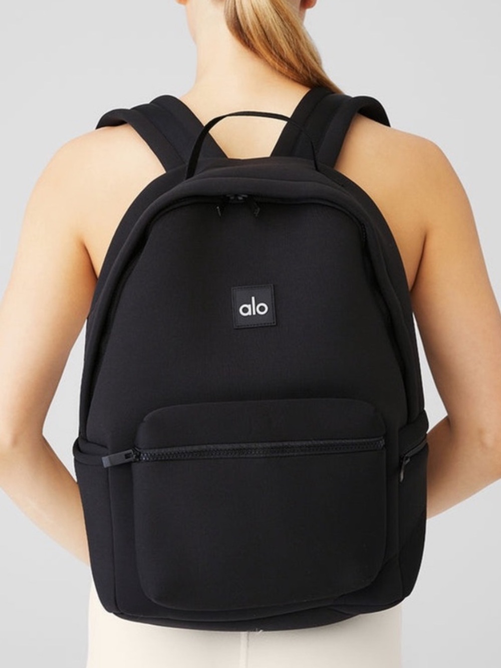 NEW Alo Yoga Stow Neoprene Backpack Black w/ Pouch Purse A0481U - Picture 4 of 15